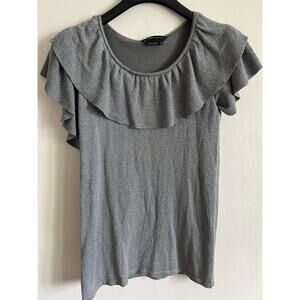 Silver sparkle BCBGMaxAzaria ruffle sleeve‎ top Size XS